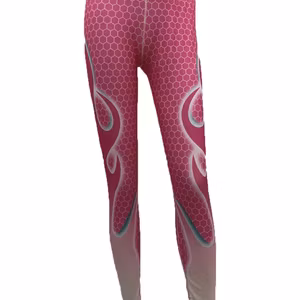Rosa Yoga Leggings med Flammor Small
