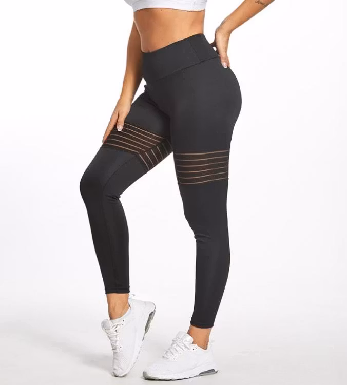 Svarta Tights Leggings med Mesh