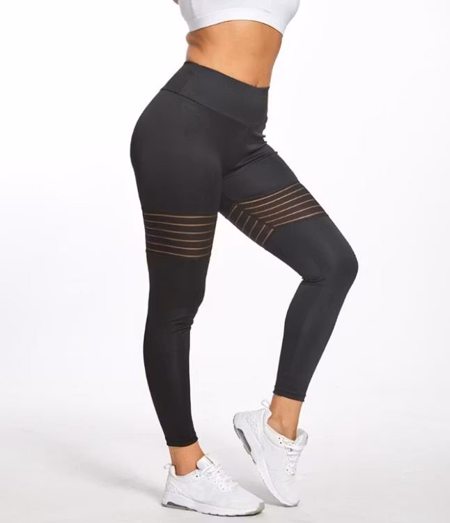 Svarta Tights Leggings med Mesh