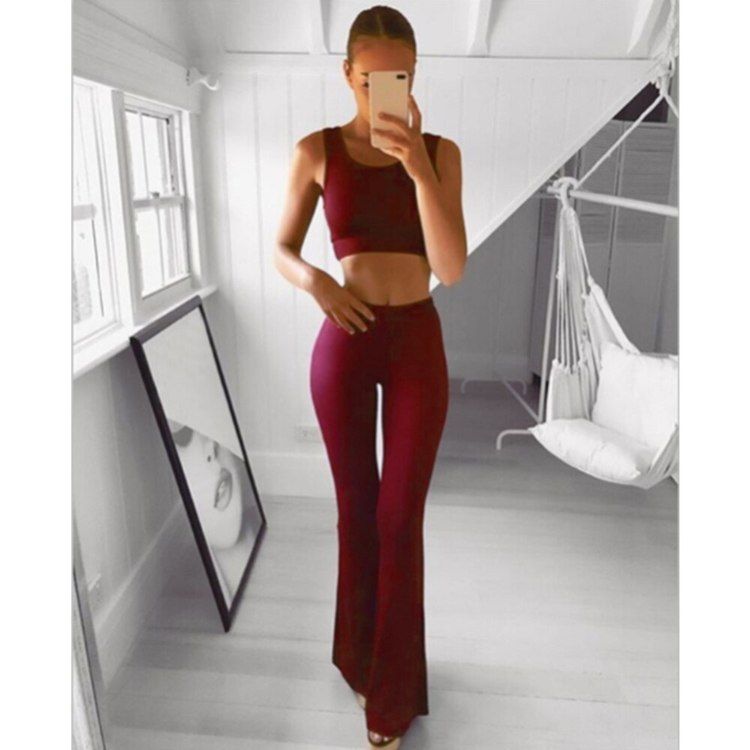 Röda Leggings med vida ben