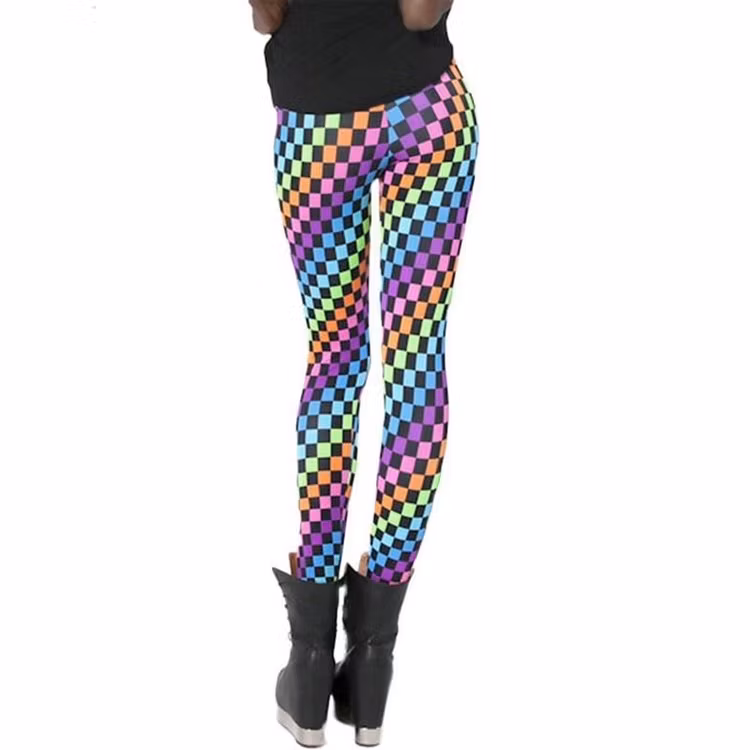 Färgglada rutiga Leggings