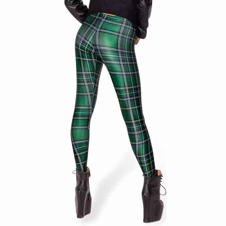 Gröna rutiga tartan leggings