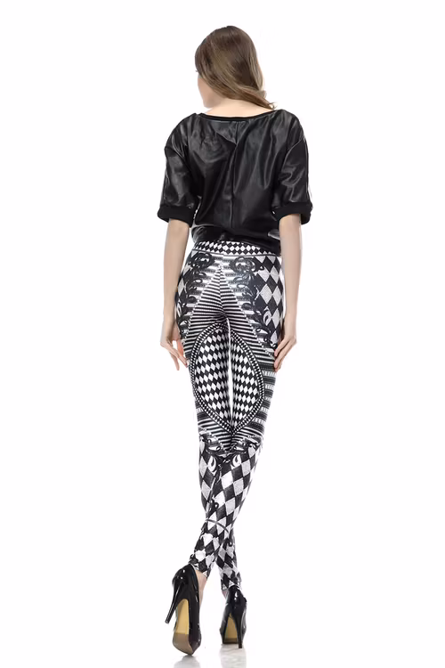 Svart Vit Mönstrade Leggings