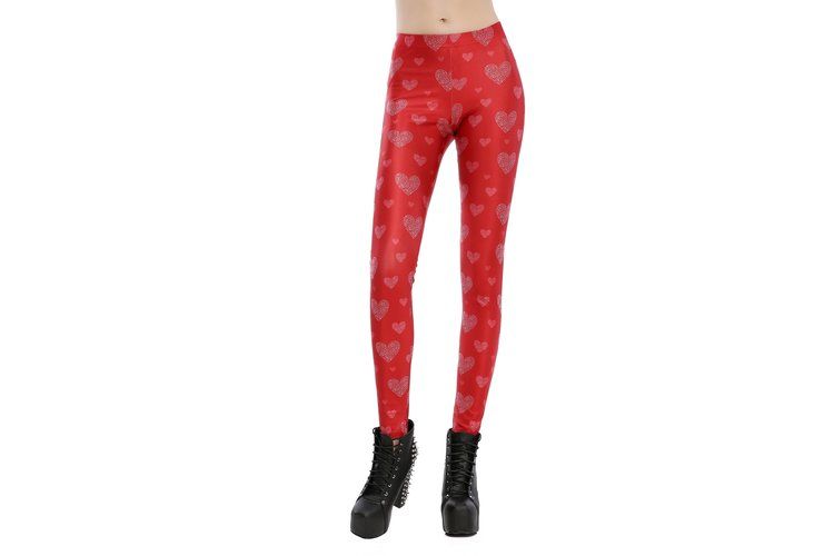 Röda Leggings med Hjärtan