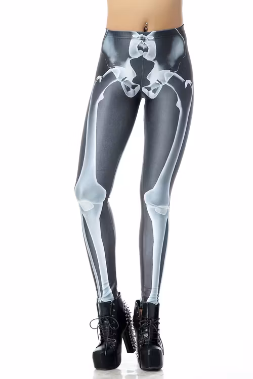 Svarta Leggings med Vitt Skelett