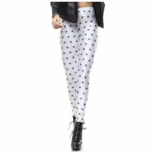 Vita Leggins med Svarta Stjärnor