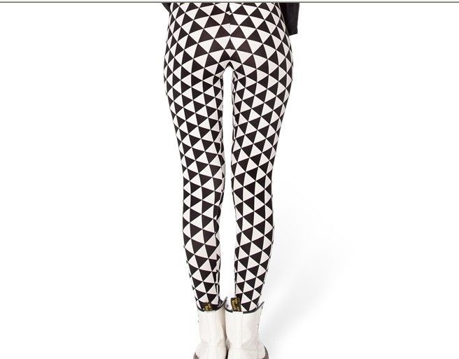 Svart Vit Triangel Leggings