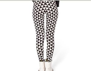 Svart Vit Triangel Leggings