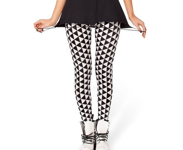 Svart Vit Triangel Leggings