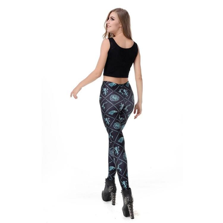 Svarta Leggings med Tempeldjur