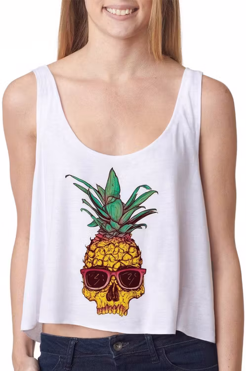 Ananas Dödskalle Crop Topp