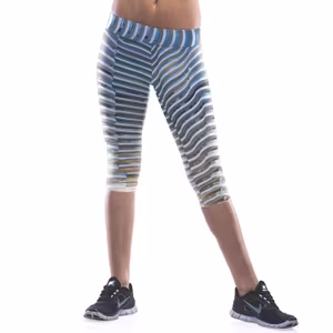 Blå Randiga Capri Leggings