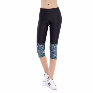 Svarta Capri Leggings med Snäckslasmönster