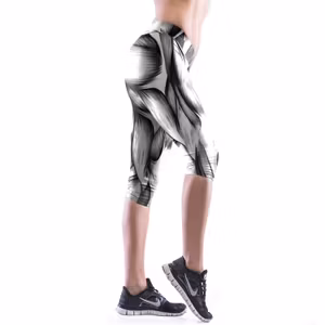 Vit Svarta Capri Leggings med Muskler