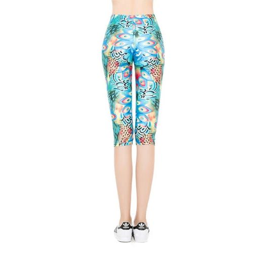 Blå Mönstrade Capri Leggings