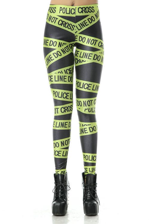 Grön Police Line Leggings
