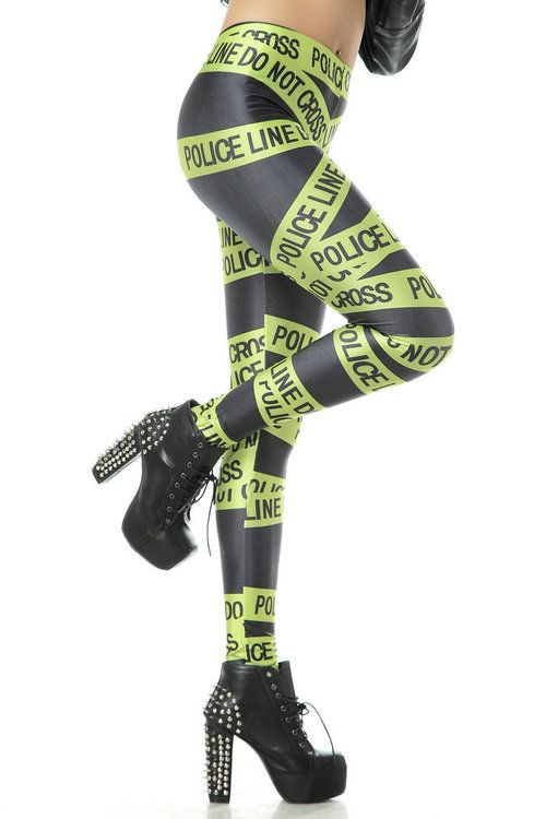 Grön Police Line Leggings