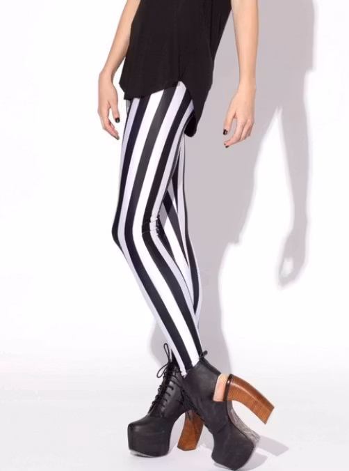 Randiga Leggings i Svart och Vitt