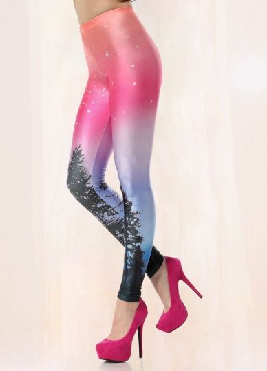 Rosa Galaxy mönstrade Leggings