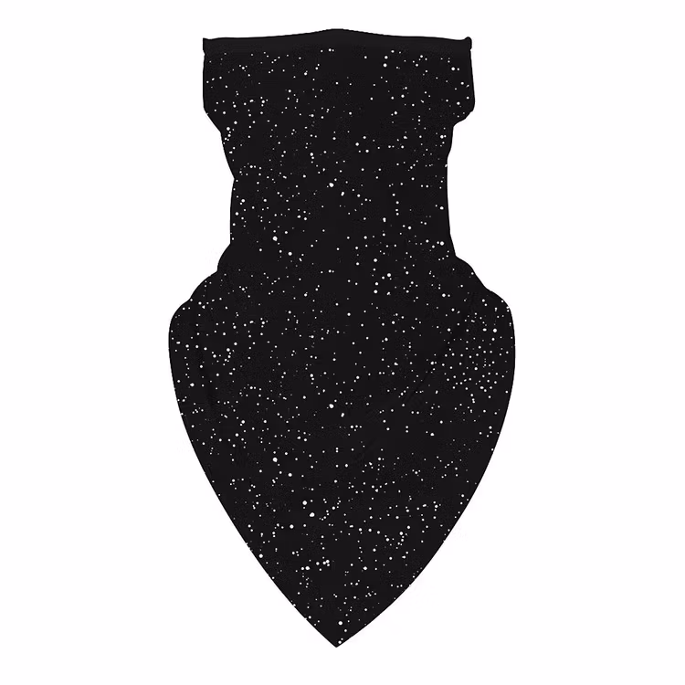 Ansiktsscarf Bandana Baklava Svart Glittrigt Tryck