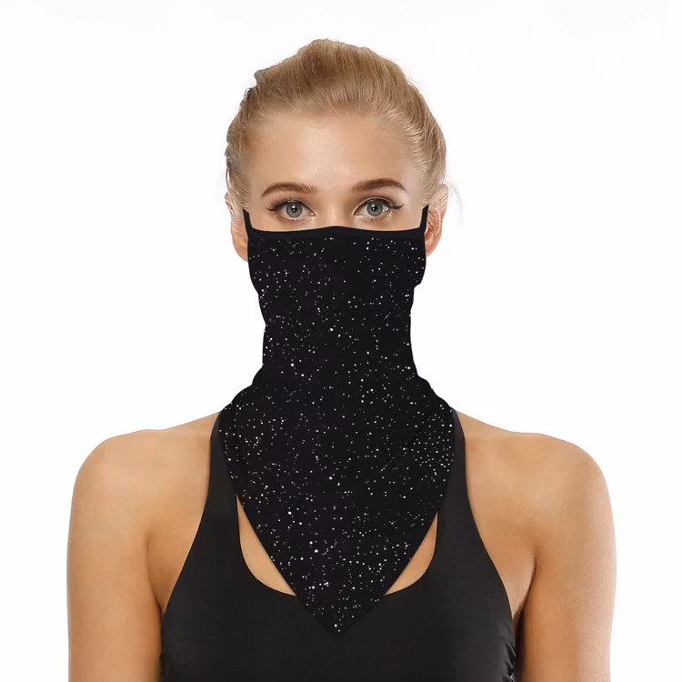 Ansiktsscarf Bandana Baklava Svart Glittrigt Tryck