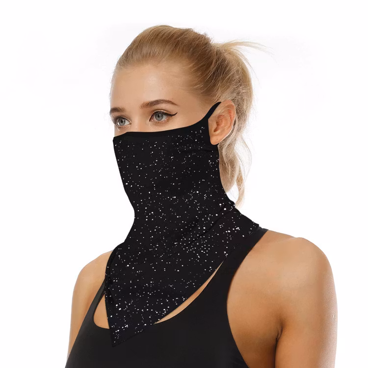 Ansiktsscarf Bandana Baklava Svart Glittrigt Tryck