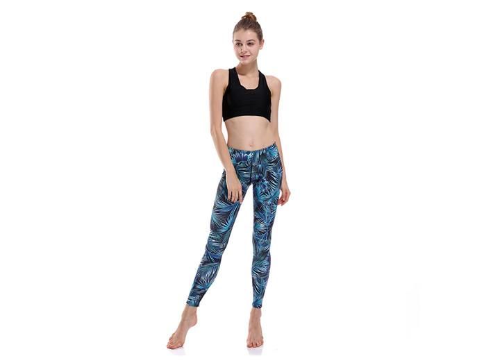 Blågröna Palm Yoga Leggings