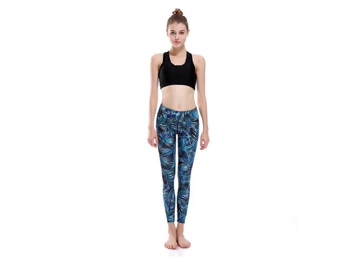 Blågröna Palm Yoga Leggings