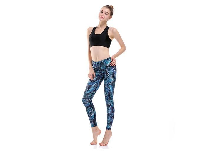 Blågröna Palm Yoga Leggings