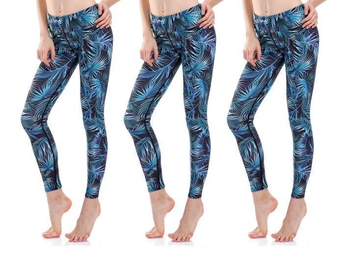 Blågröna Palm Yoga Leggings