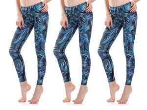 Blågröna Palm Yoga Leggings