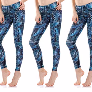Blågröna Palm Yoga Leggings