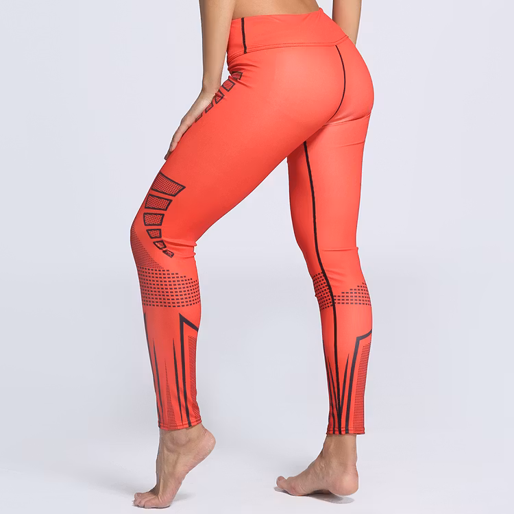 Röda Mönstrade Yoga Leggings Small