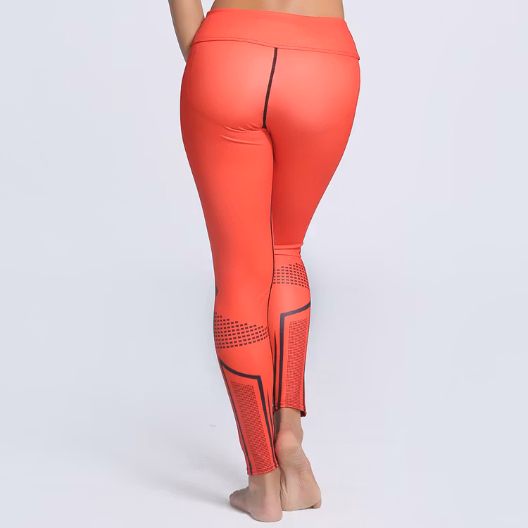 Röda Mönstrade Yoga Leggings Small