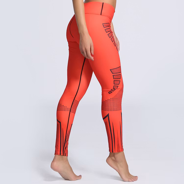 Röda Mönstrade Yoga Leggings Small