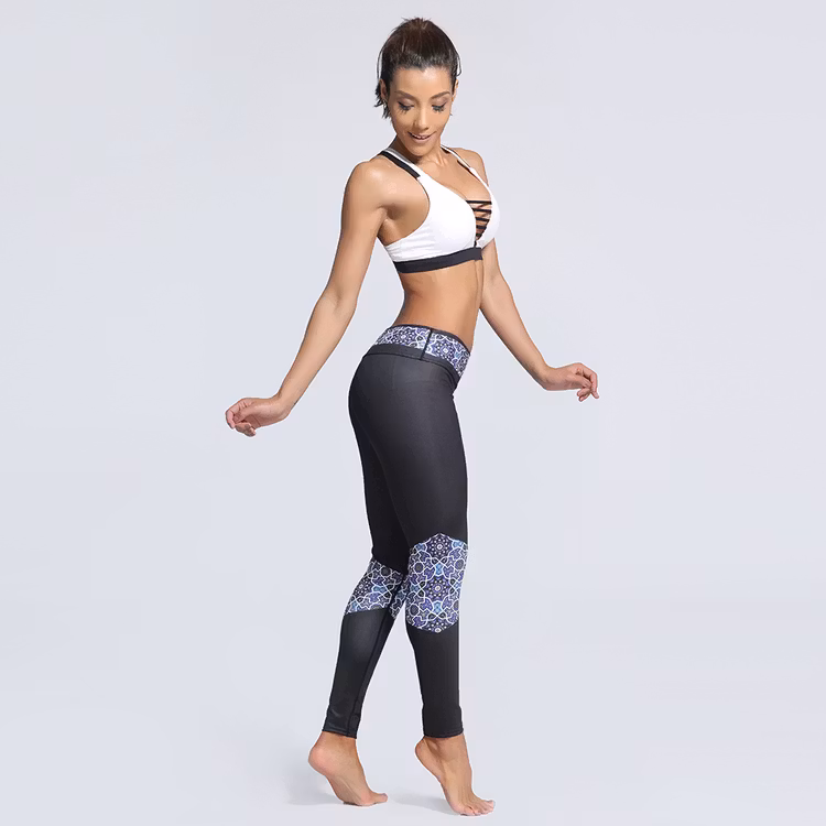 Svarta Yoga Leggings Med Mönster Small