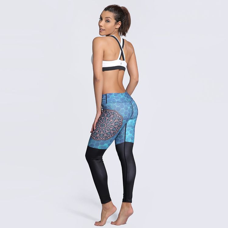 Blågröna Mönstrade Yoga Leggings 3XL