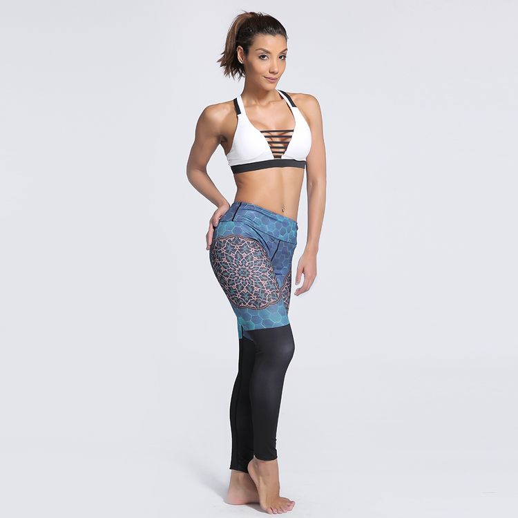 Blågröna Mönstrade Yoga Leggings 3XL
