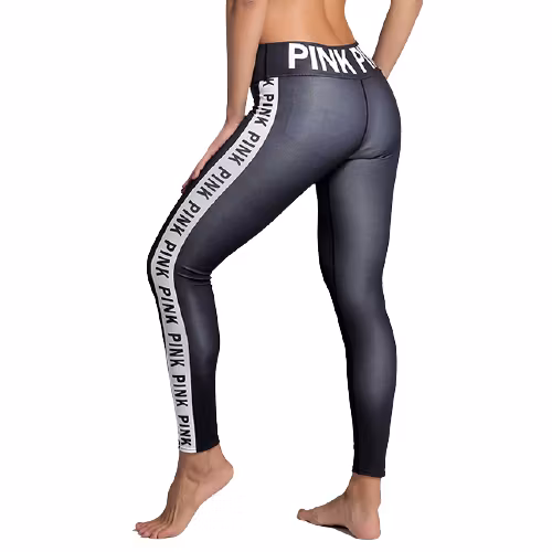 Svarta Yoga Leggings med Text 3XL