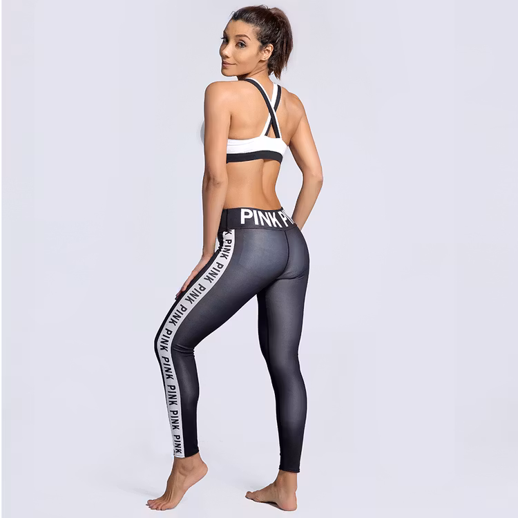 Svarta Yoga Leggings med Text 3XL