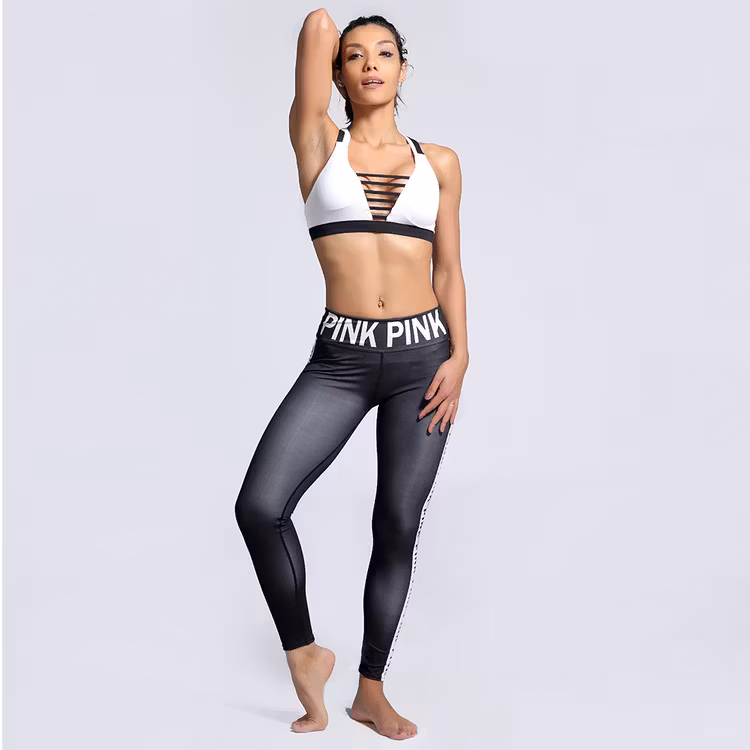 Svarta Yoga Leggings med Text 3XL