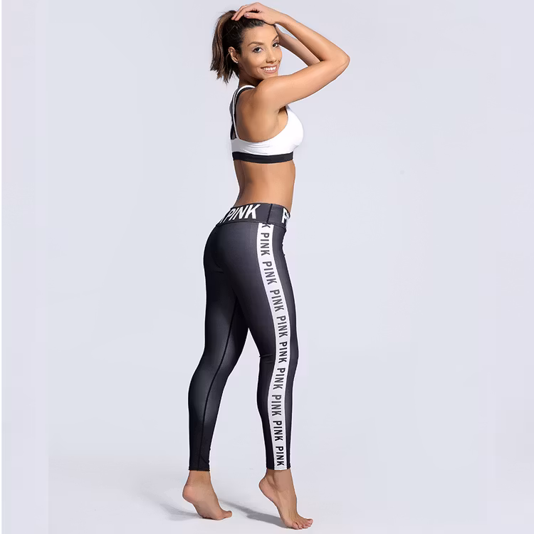 Svarta Yoga Leggings med Text 3XL