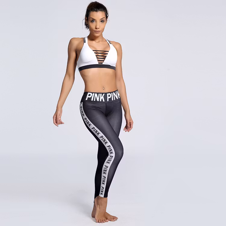 Svarta Yoga Leggings med Text 3XL