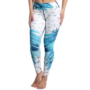 Blå Grön Mönstrade Leggings Small