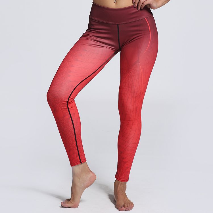 Röda Mönstrade Yoga Leggings 3XL