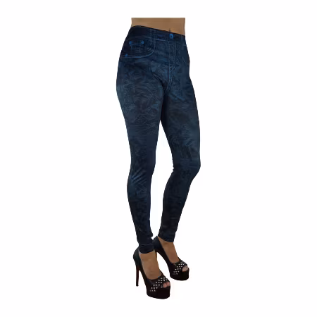 Mönstrade Blå Jeans Leggings