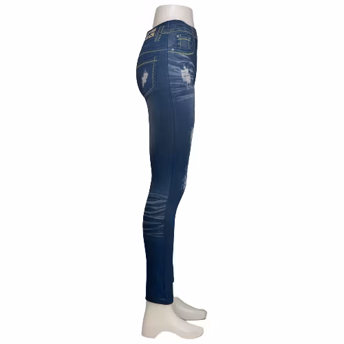 Blå Jeans Leggings med Tryck
