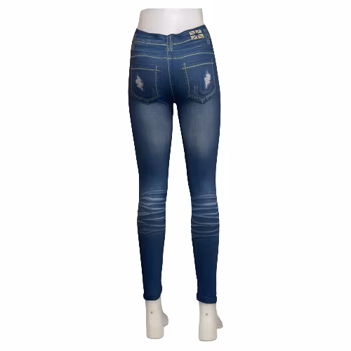 Blå Jeans Leggings med Tryck