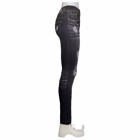 Svarta Jeans Leggings med Tryck