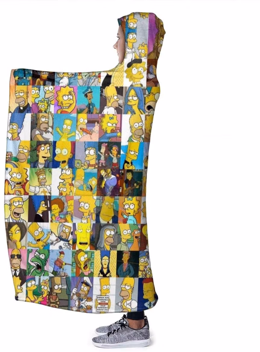 Plush Filt Pläd med Huva Simpson